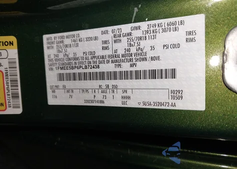 2023 Ford Bronco Outer Banks z USA, uszkodzony, nr VIN 1FMEE5BP6PLB72438